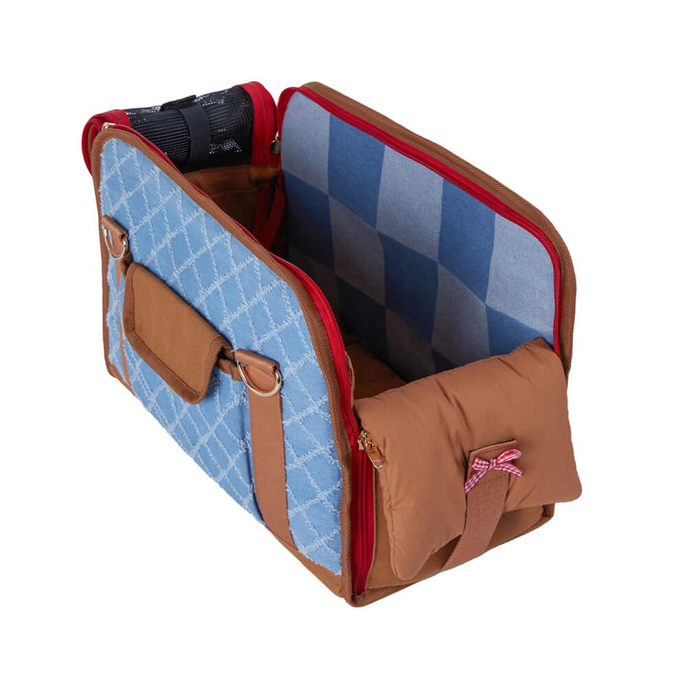 Denim Retro Plaid Multi-Use Pet Bag