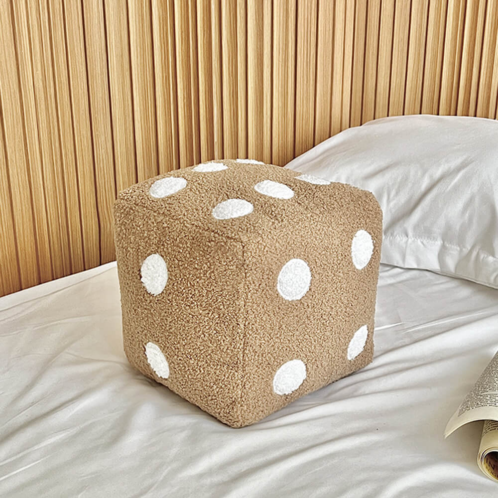 Dice-Shaped Faux Lambswool Sofa Pillow Decorative Cushion