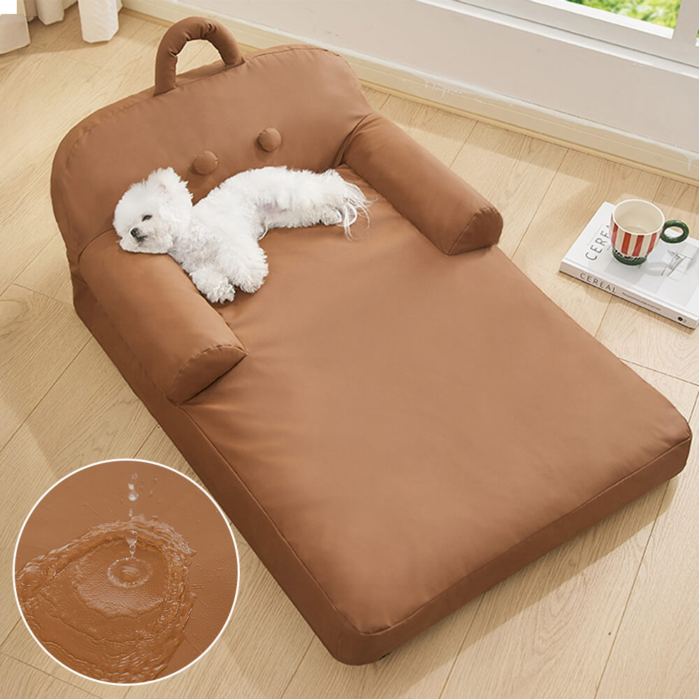 Durable PU Leather Waterproof Scratch-Resistant Large Dog Bed