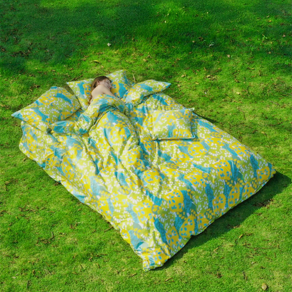 Funky Floral Playful Comfort Cotton Duvet Cover Bed Sheet Set