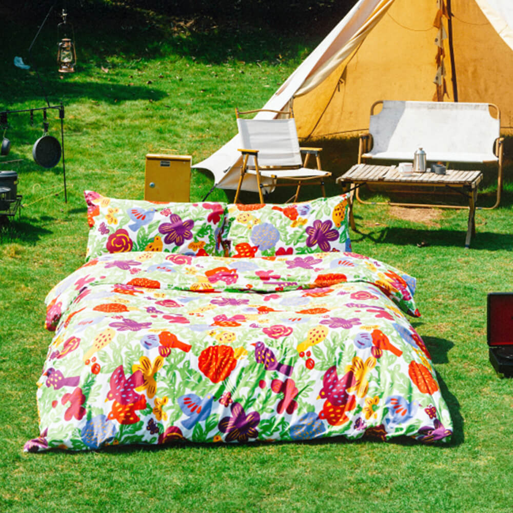 Funky Floral Playful Comfort Cotton Duvet Cover Bed Sheet Set