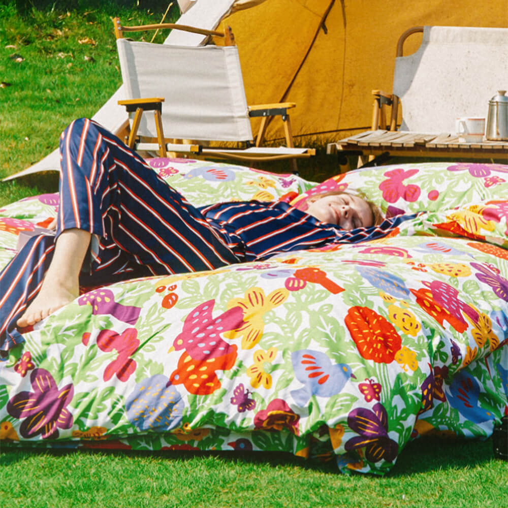 Funky Floral Playful Comfort Cotton Duvet Cover Bed Sheet Set