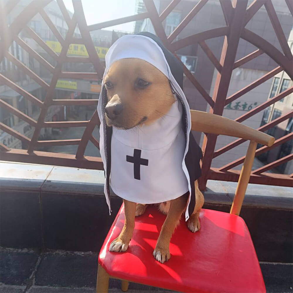 Halloween Nun Costume Funny Dog Headscarf