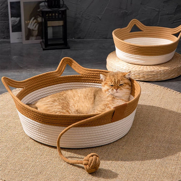 Letto nido di gatto intrecciato multiuso accogliente fatto a mano