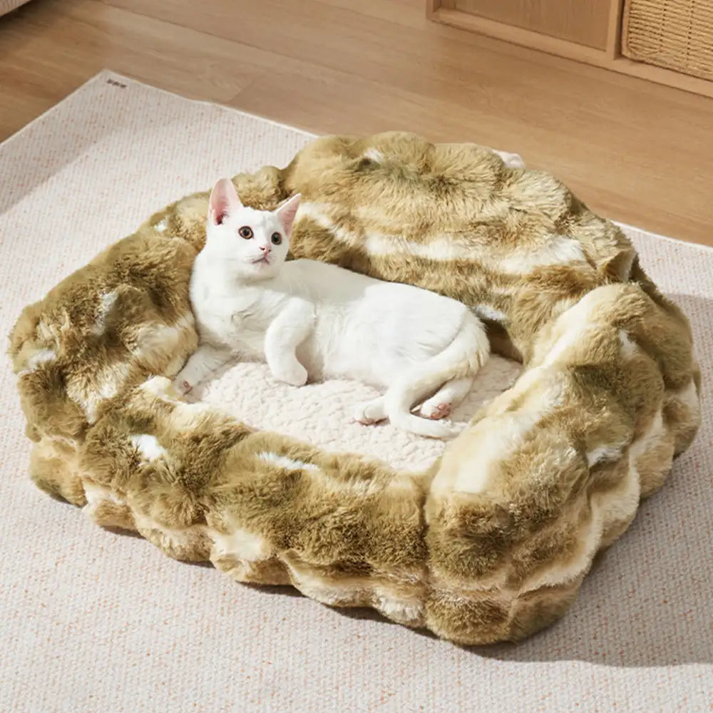 Jungle Secret Tie-Dye Plush Cozy Dog And Cat Sofa Bed
