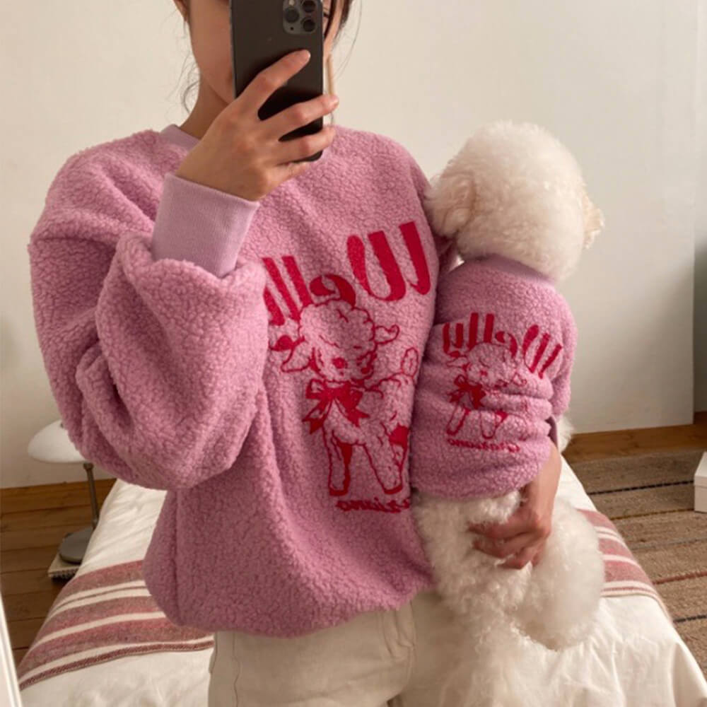 Lamb Print Warm Cozy Matching Dog & Owner Sweatshirt