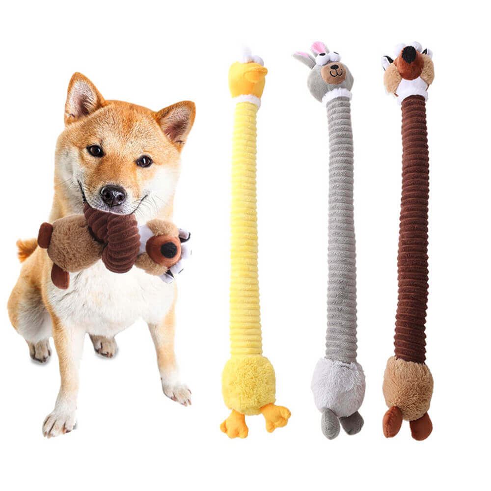 Jouet à mâcher interactif en peluche grinçant pour chien, animal à long cou