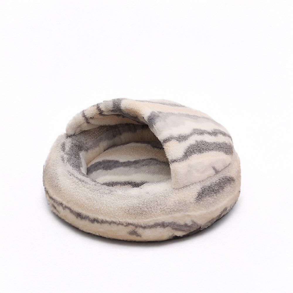 Luxury Marble  Striped Cozy Semi-Enclosed  Cave Dog & Cat Bed