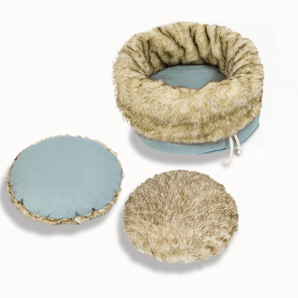 Luxury Warm Cozy Reversible Faux Fur Washable Cat Bed