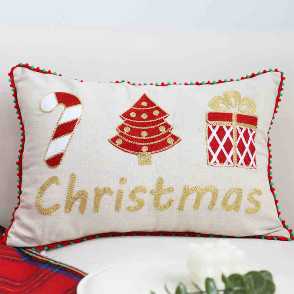 Merry Christmas Holiday Decorative Lumbar Home Sofa Pillow