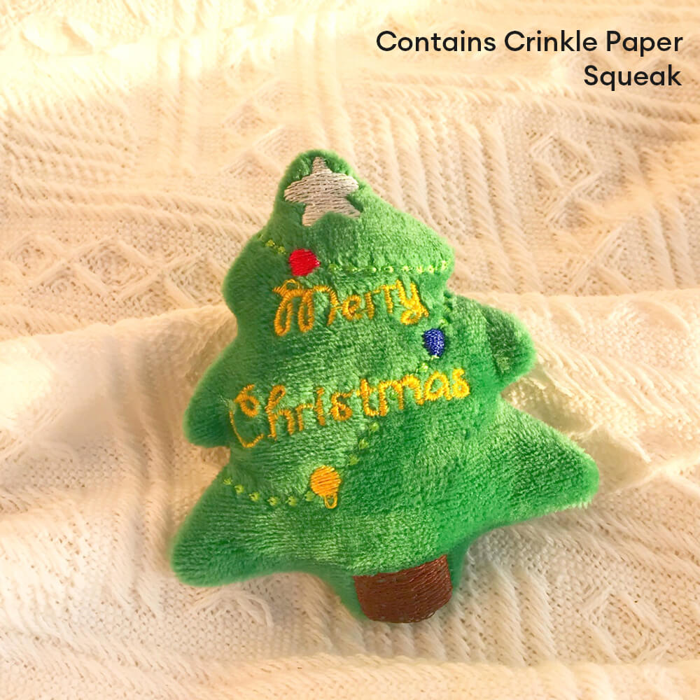 Mini Christmas Tree Squeaky Interactive Chew Plush Dog Toy