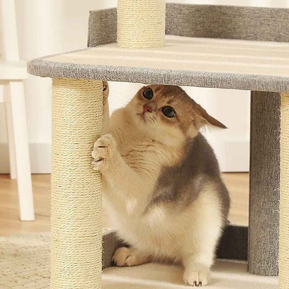 Minimalist Three-Level Step-Style Durable Sisal Cat Tree