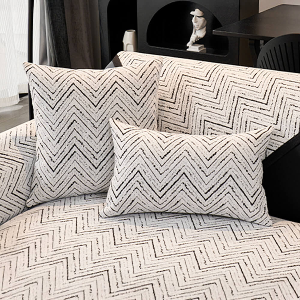 Modern Luxe Two-Tone Chenille Non-Slip Couch Cover