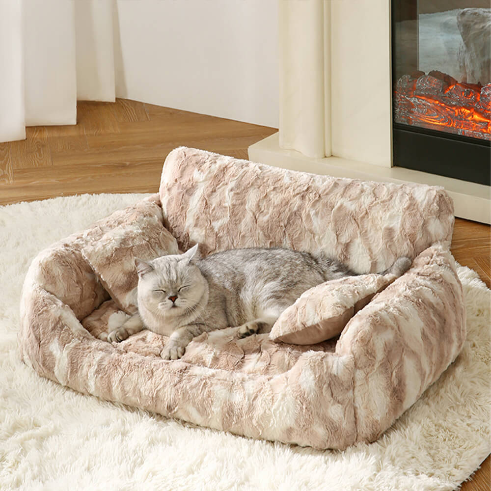 Modern Marble Warm Washable Orthopedic Support Dog & Cat Sofa Bed