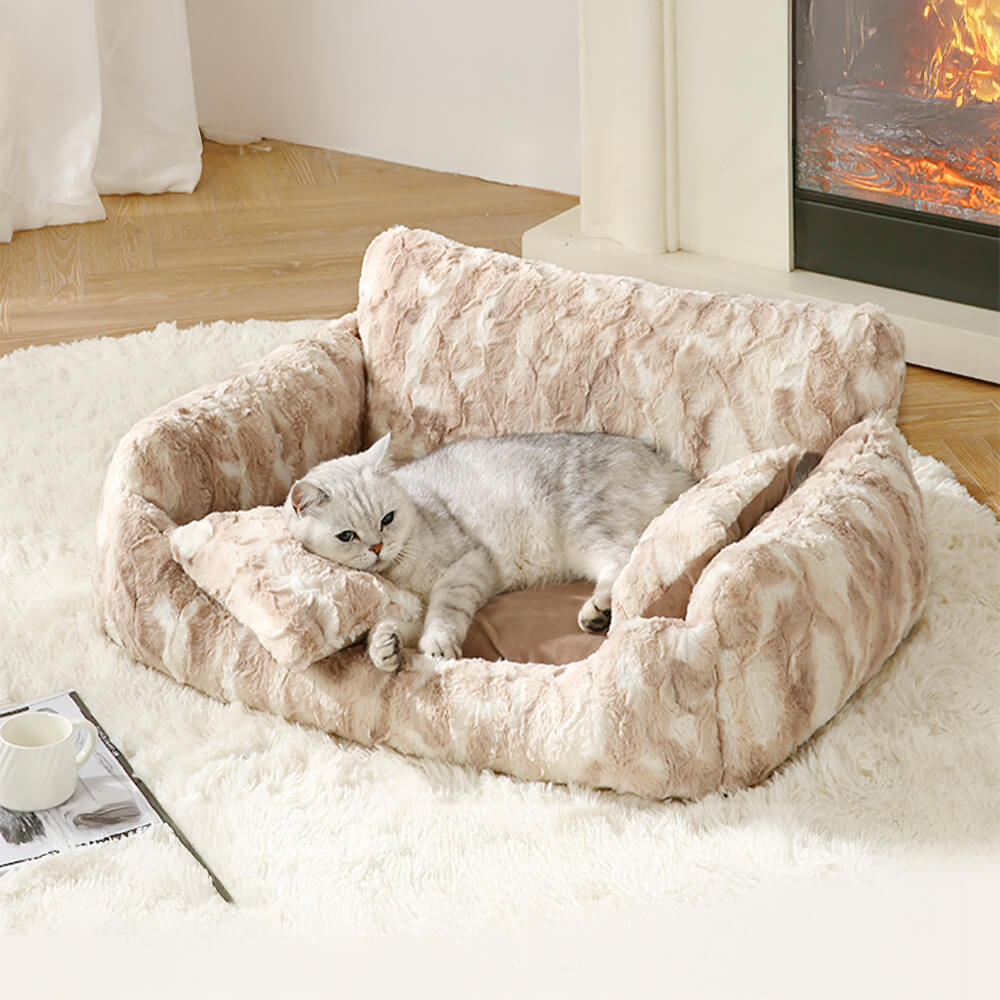 Modern Marble Warm Washable Orthopedic Support Dog & Cat Sofa Bed