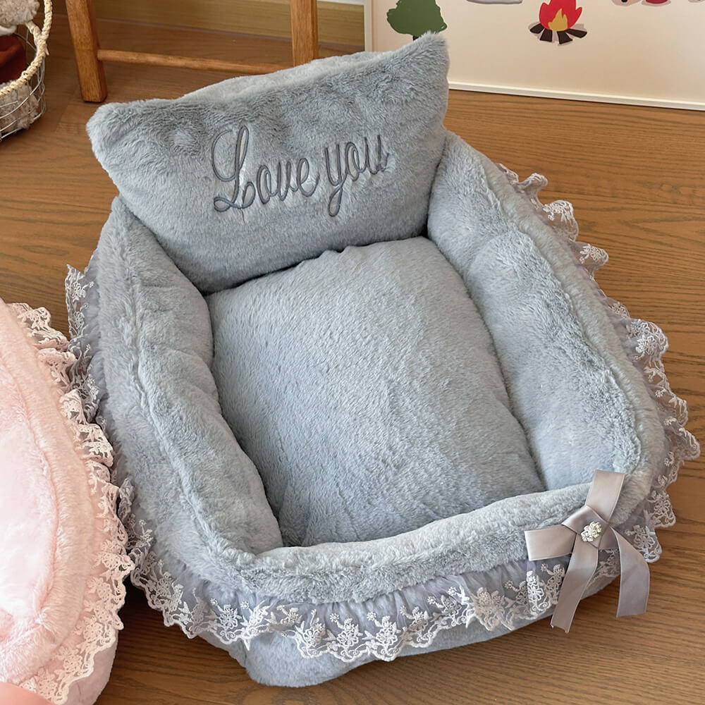 Pink Princess Bowknot Lace Luxury Cushion Soft Dog & Cat Bed