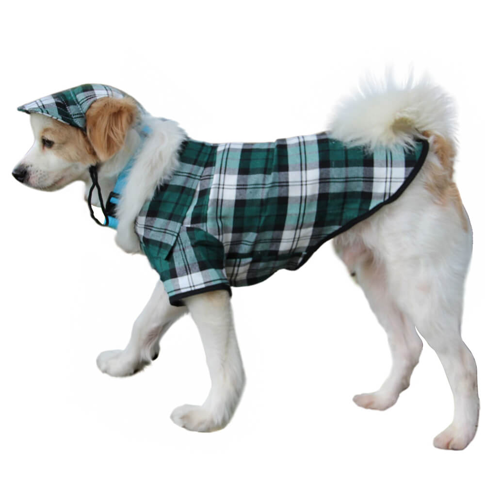 Plaid Oxford Sun Protection Adjustable Dog Hat & Coat Set