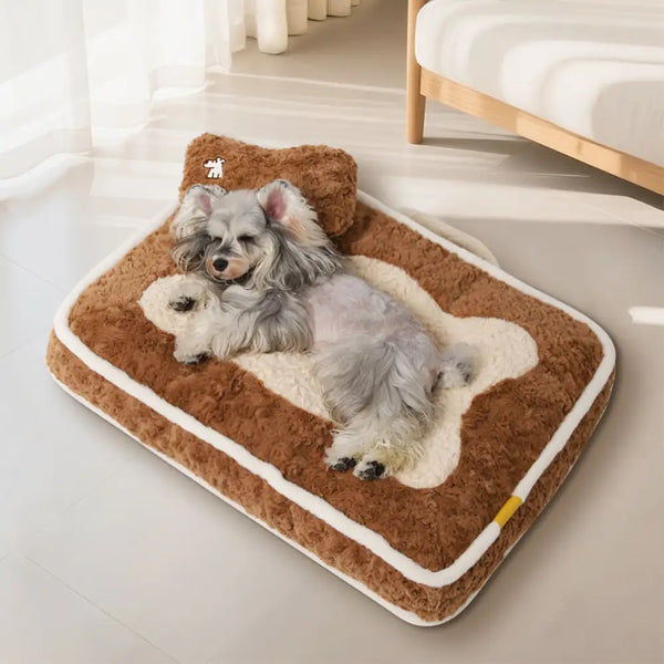 Plush Color-Blocked Creative Bolster Pet Bed