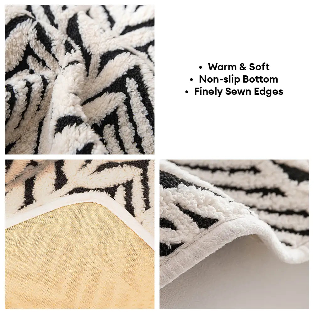 Plush Leaf Jacquard Non-Slip Pet Mat Pet Bed