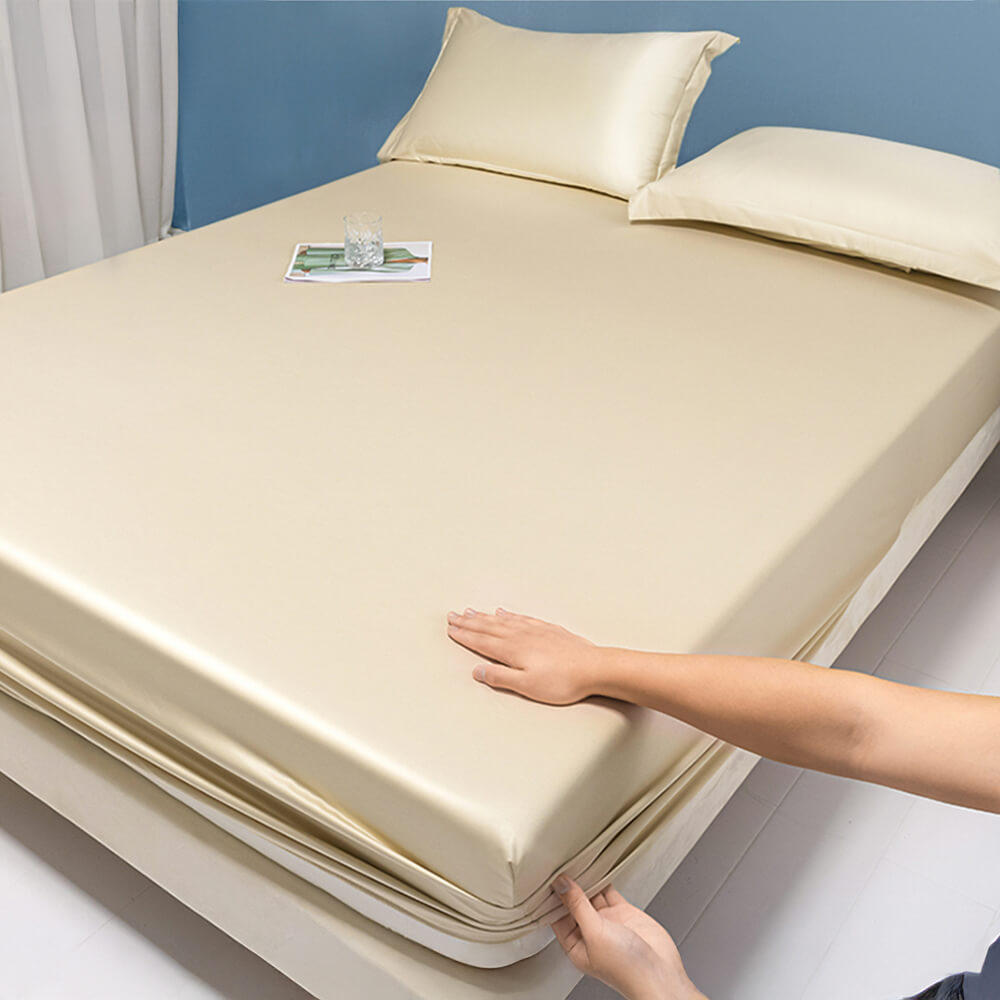 Premium Solid Color Silky Cooling 100s Lyocell Fitted Sheet Mattress Cover