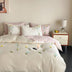 Romantic Floral Embroidered Brushed Cotton Duvet Cover Bed Sheet Set