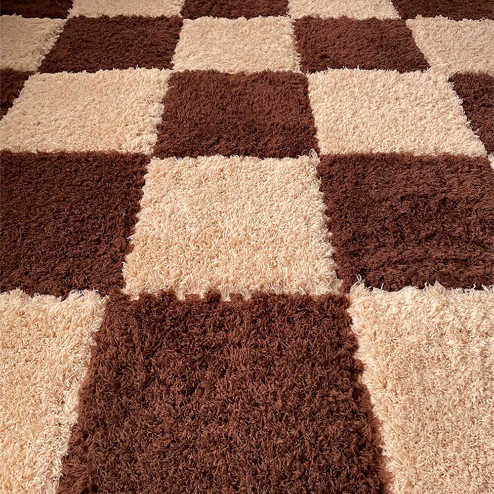 Shaggy Plush Washable Interlocking Home Area Rug Tiles