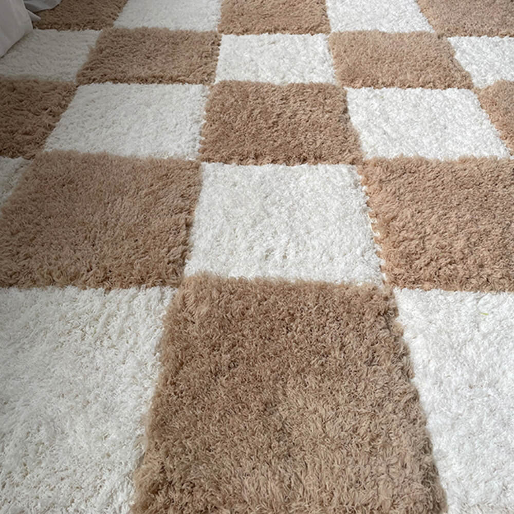 Shaggy Plush Washable Interlocking Home Area Rug Tiles