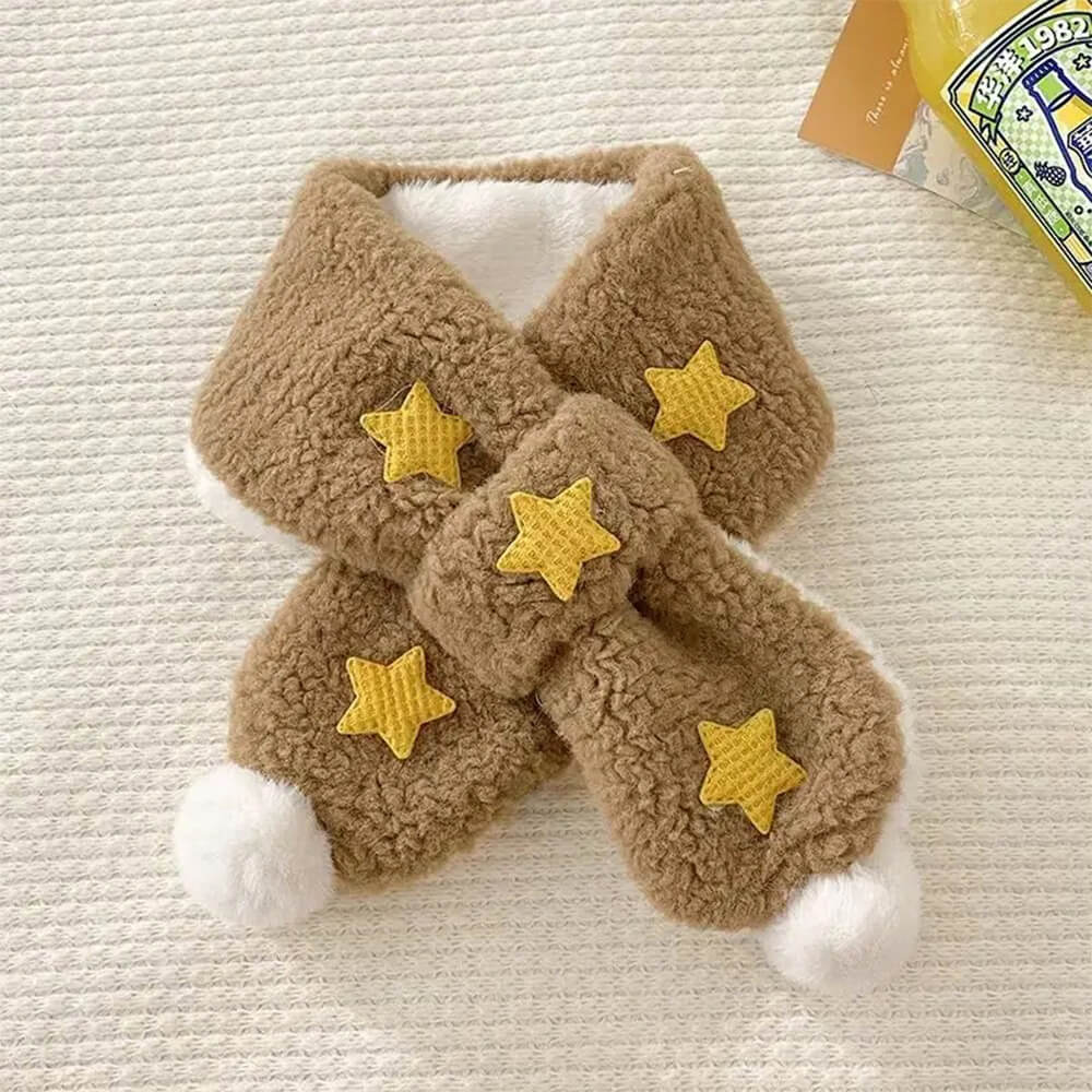 Écharpe décorative pour chien en peluche douce étoiles délicates Pom Pom