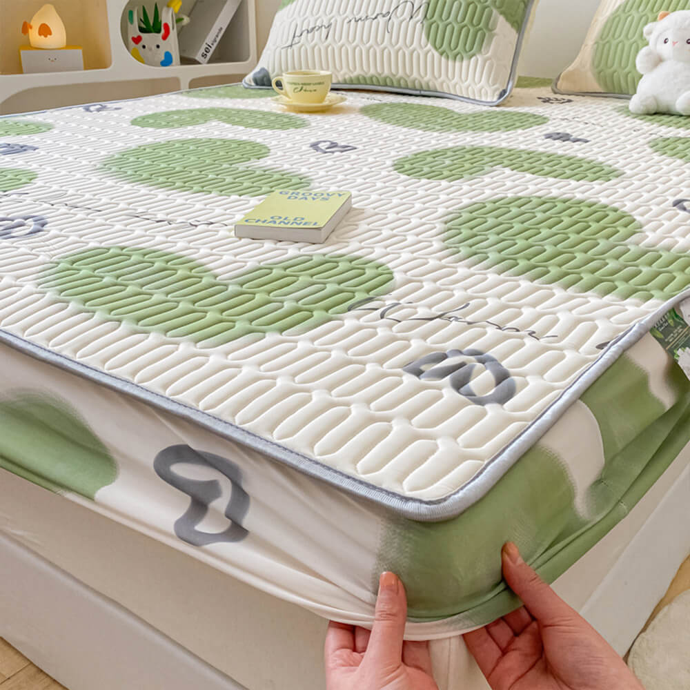 Soft Printed Cooling Quilted Latex Fitted Sheet Mattress Cover