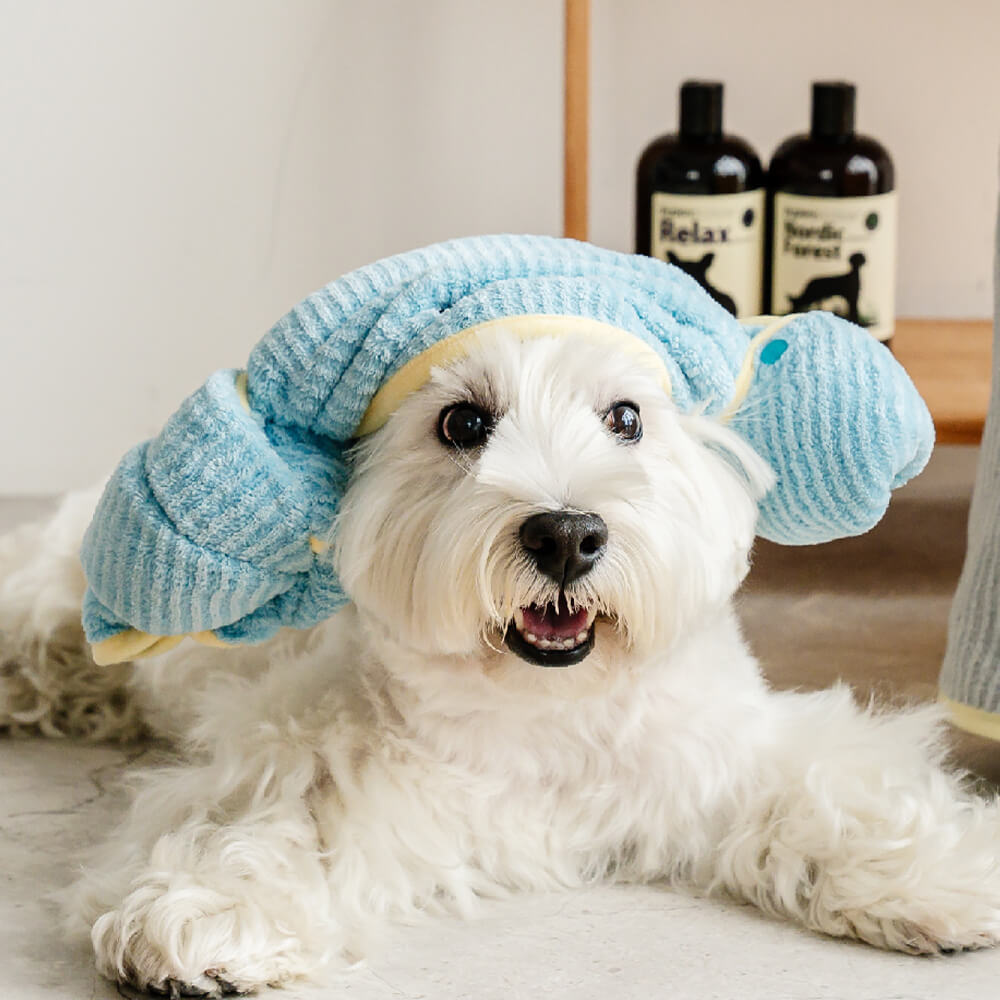 Soft Striped Quick-Dry Absorbent Dog Bathrobe Towel