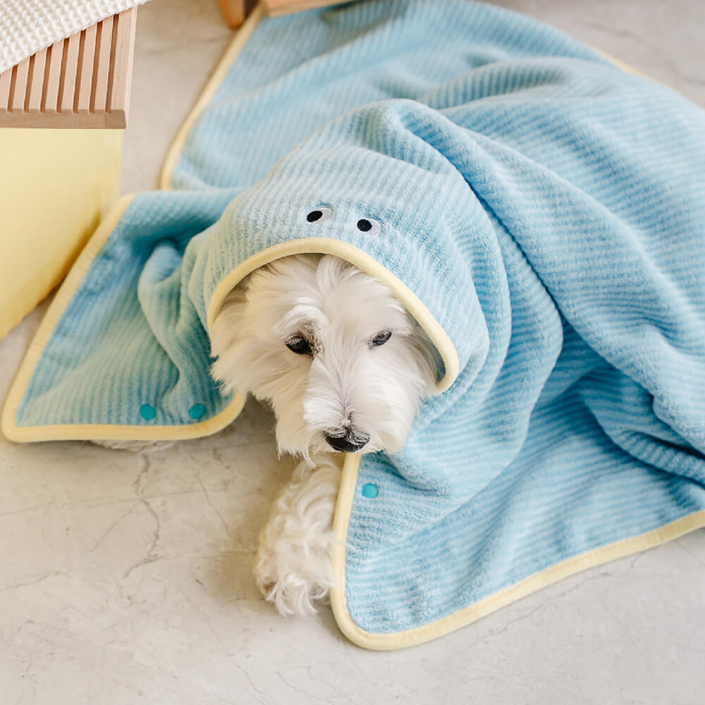 Soft Striped Quick-Dry Absorbent Dog Bathrobe Towel