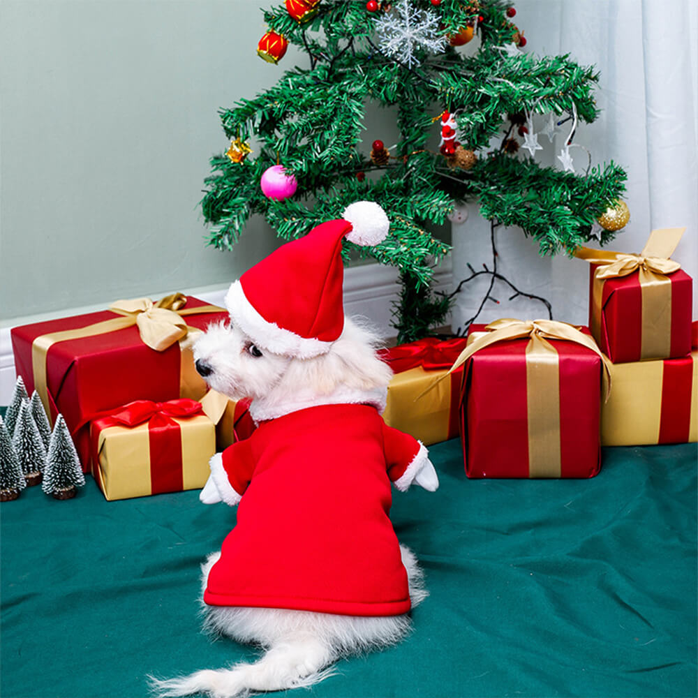 Stereoscopic Christmas Santa Claus Outfit Hat Cosplay Dog Costume