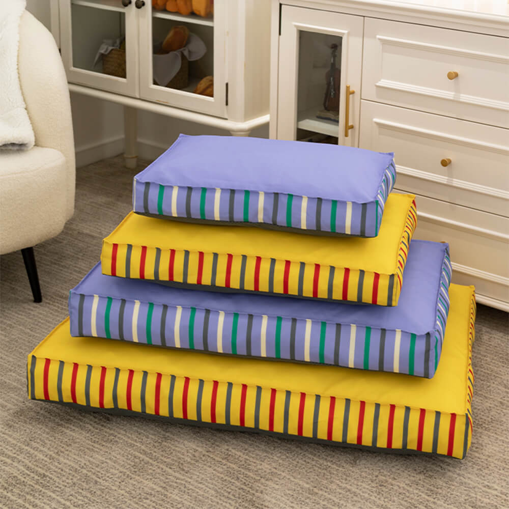 Striped Square Waterproof Cooling Dog Bed