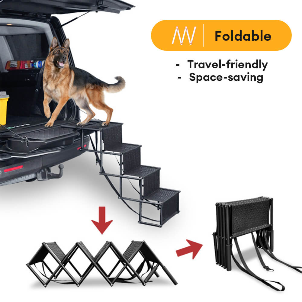 Travel Portable Foldable 4-Steps Non-Slip Dog Car Stairs