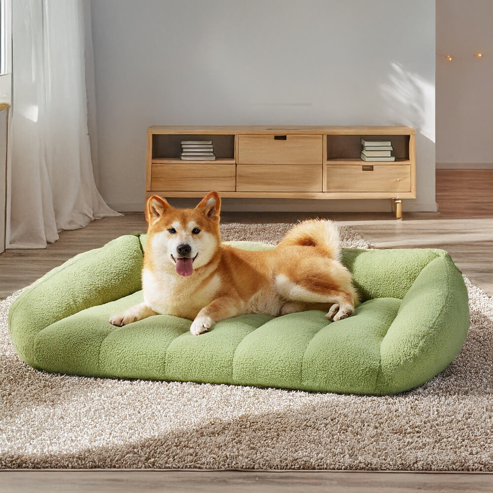 Ultra-Soft Faux Sherpa Fleece Orthopedic Warm Washable Dog Sofa Bed