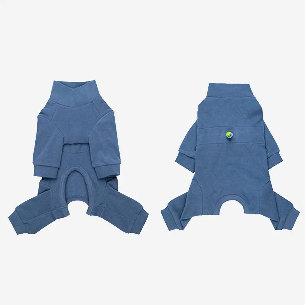 Warm Soft Fleece High-Neck Four-Legged Dog Jumpsuit with Adjustable Waist