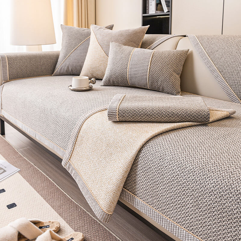 Coperchio di divano non slip in lino in cotone traspirante