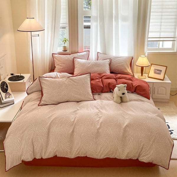 Ropa de cama lijada de algodón puro de estilo de hoja clásico