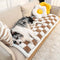 Couverture de canapé de lit de tapis pour animaux de compagnie flou carré à grand carreaux de couleur crème