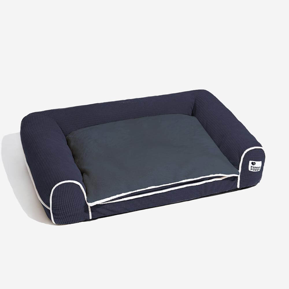 Canapé-lit orthopédique pour chien à double couche en flanelle de luxe