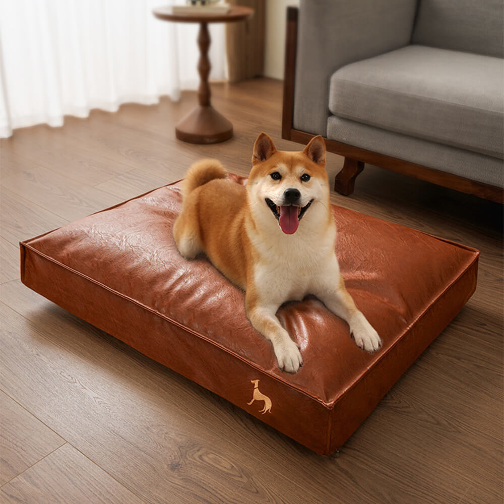 Durable and Easy-Clean Waterproof Leather Dog Bed