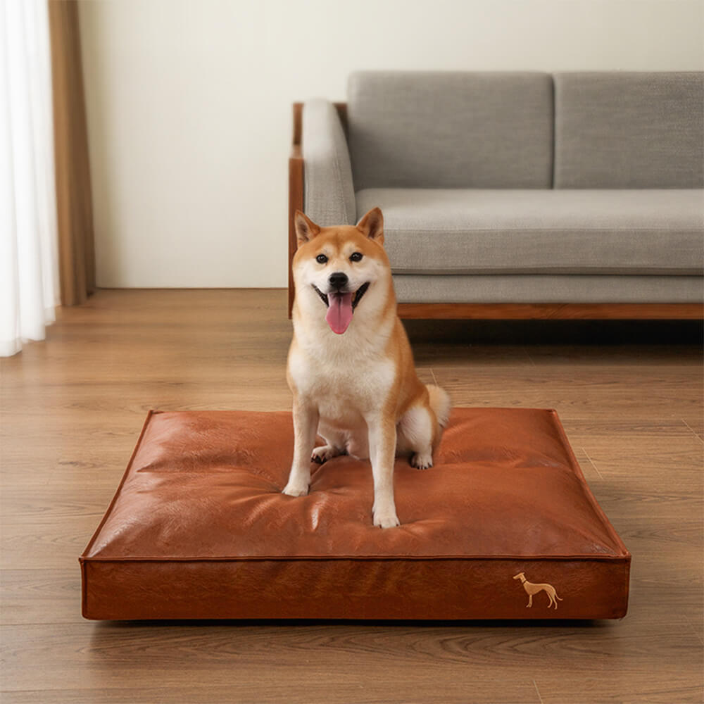 Durable and Easy-Clean Waterproof Leather Dog Bed
