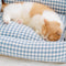 Cama de perros calientes y gatos calientes de flaute a cuadros de moda