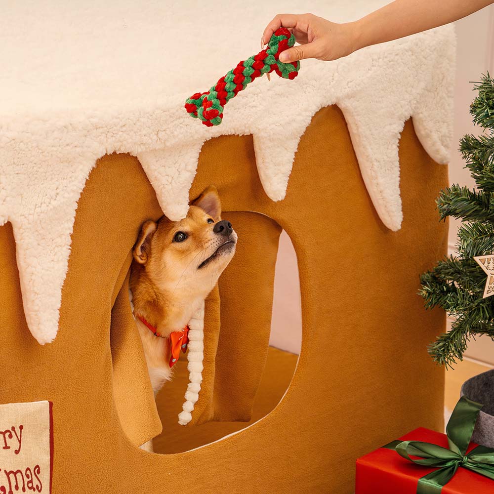 Gingerbread Snow House Pet Tent Detachable Large Dog House