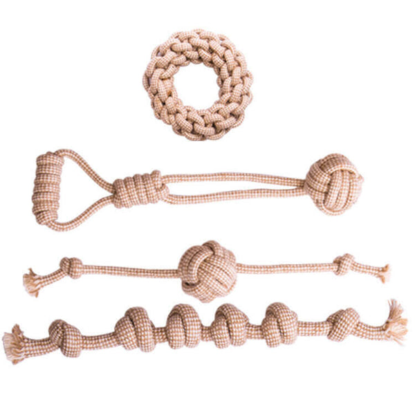 Juego de juguetes de algodón de lino Toy de limpieza de dientes Toy de perro interactivo