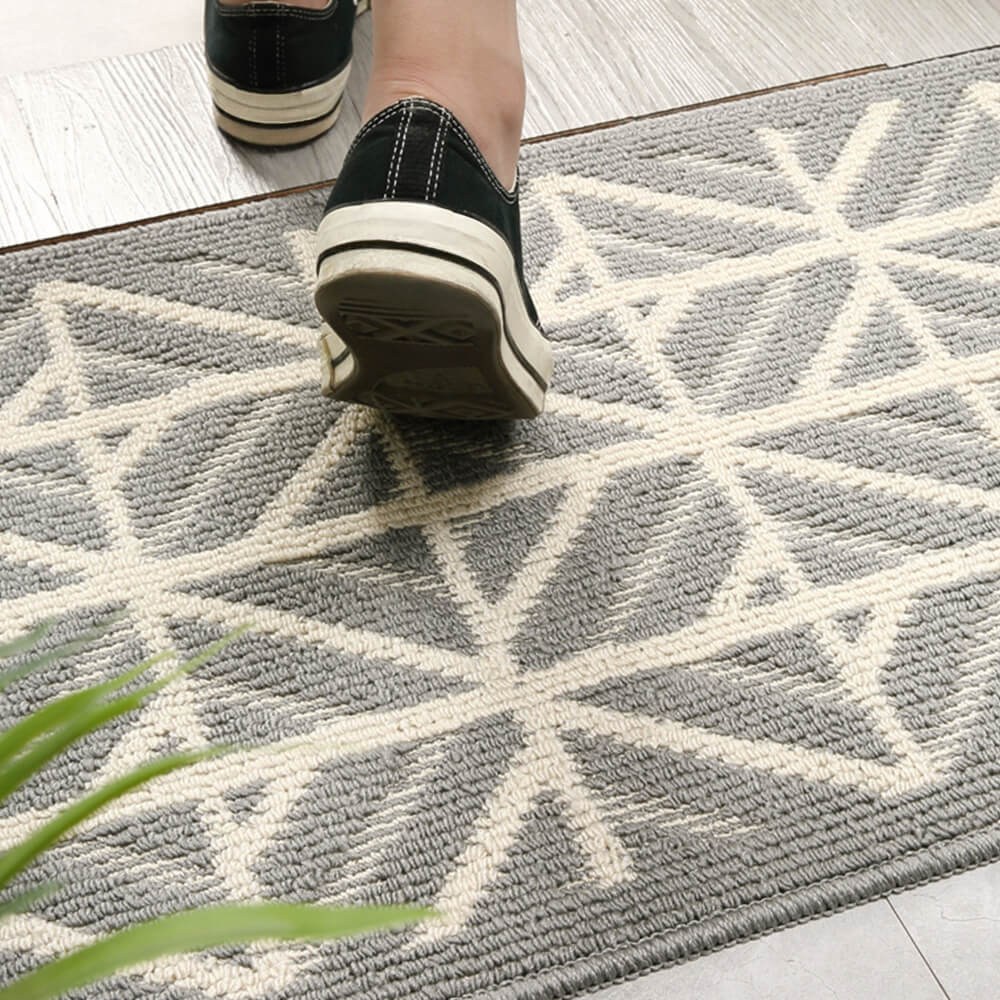 Modern Checkered Anti-Stain Non-Slip Front Door Mat for Muddy Dog Paws