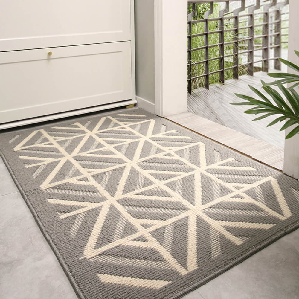 Modern Checkered Anti-Stain Non-Slip Front Door Mat for Muddy Dog Paws