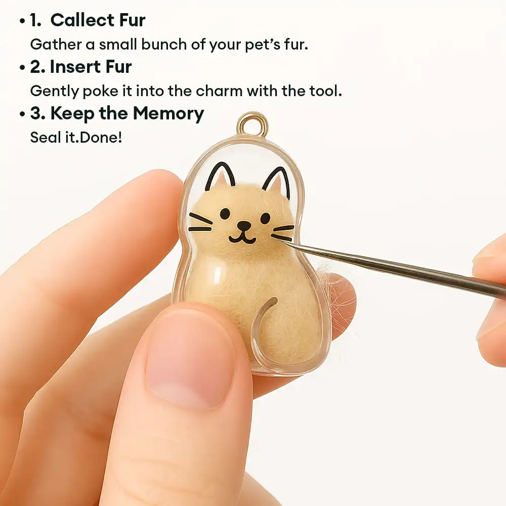Multi-Pack Mini Pet Hair Capsule Keychain Charm for Dog & Cat Lovers