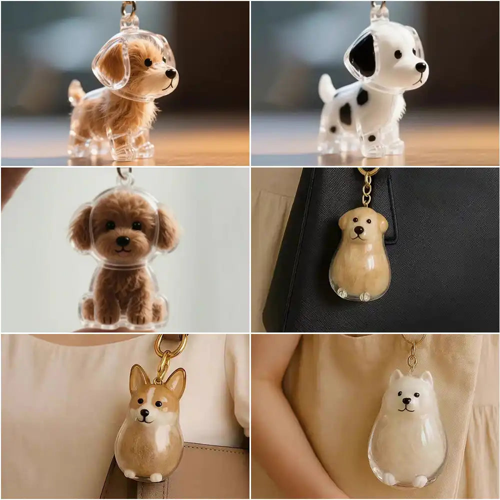 Multi-Pack Mini Pet Hair Capsule Keychain Charm for Dog & Cat Lovers