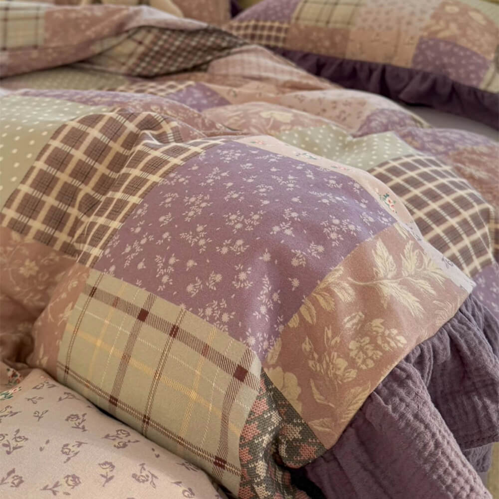 Foglio da letto in pizzo doppio di cotone da bocchetto romantico